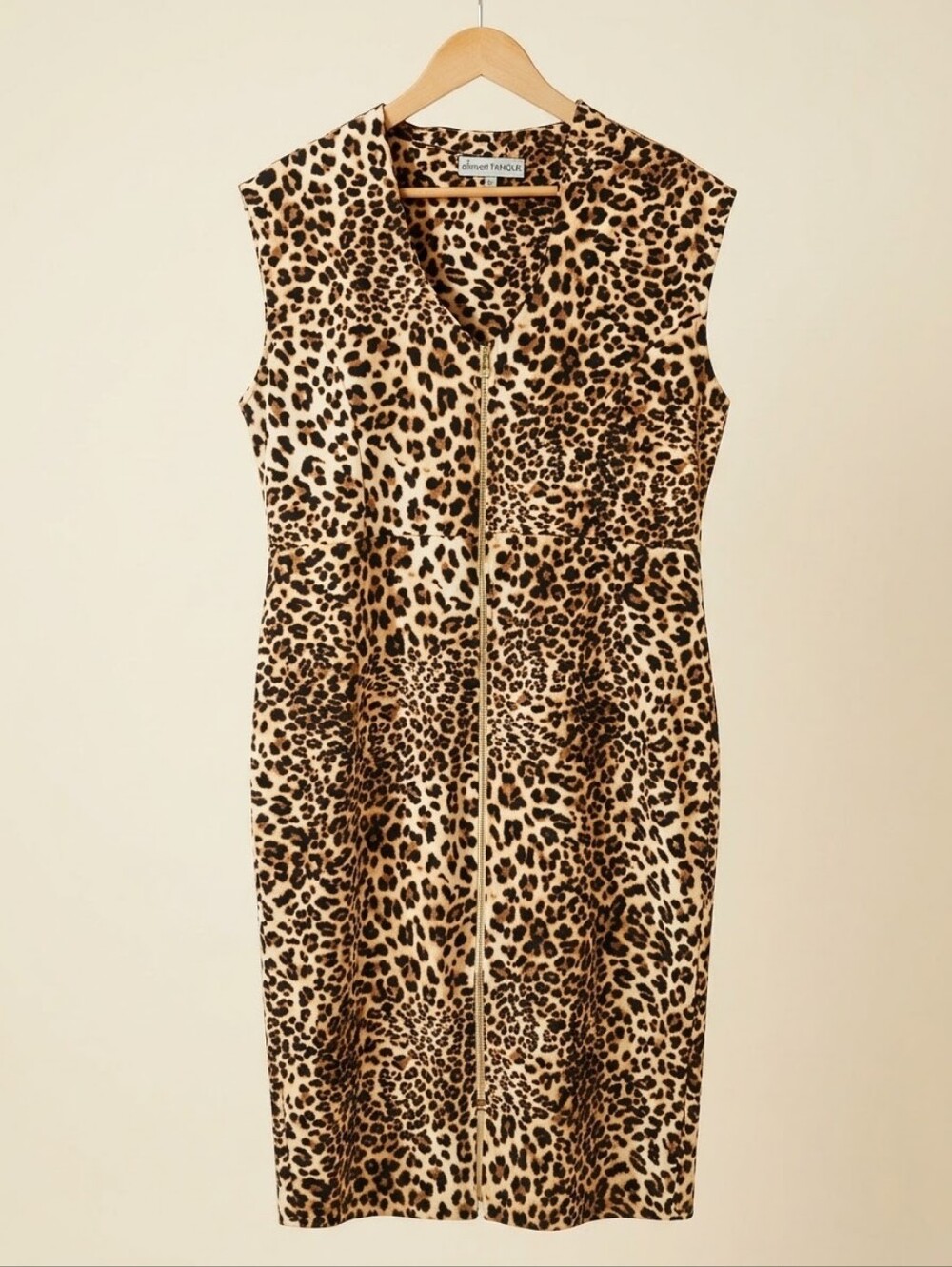 Almost Famous Leopard Zip-Front Midi Dress - Beige & Black